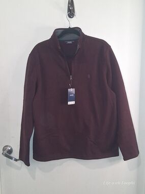 Izod Men's Half-Zip Sweater Jacket in Burgundy